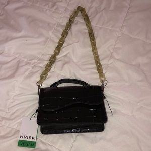 NWT HVISK black vegan shoulder or hand carry bag